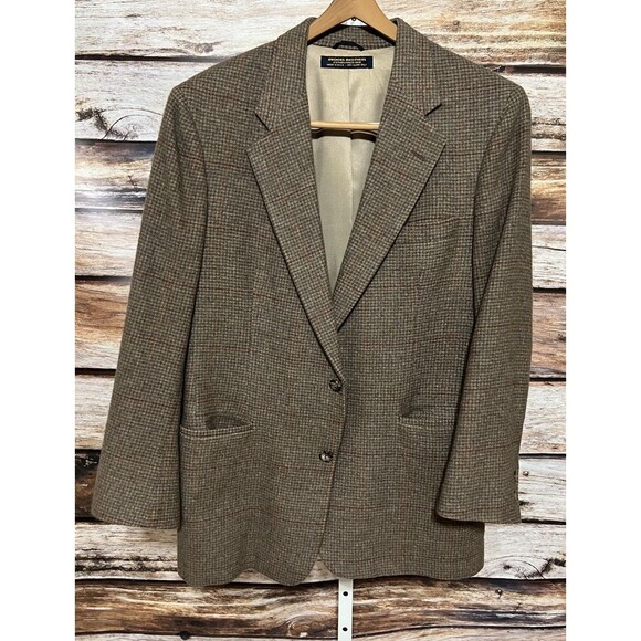 Vintage Brooks Brothers 100% Camel Hair Blazer Houndstooth Suit Jacket 43R - Picture 4 of 14